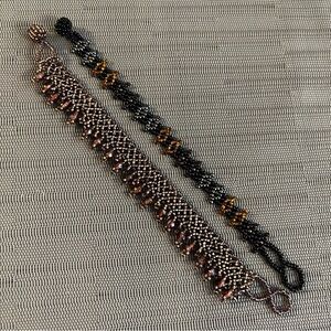 Loom Beaded Bracelets - Set of 2 - Beaded Bracelets Set in Black and Purple